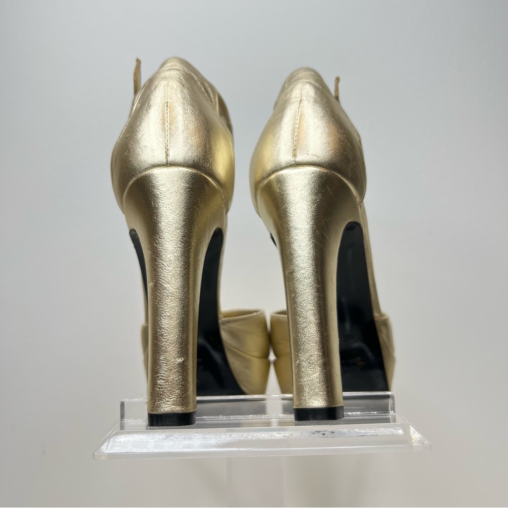 Gucci Metallic Gold Platform Ankle-Strap Pumps - Picture 6 of 16